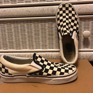 Hardly worn checkered vans slip on